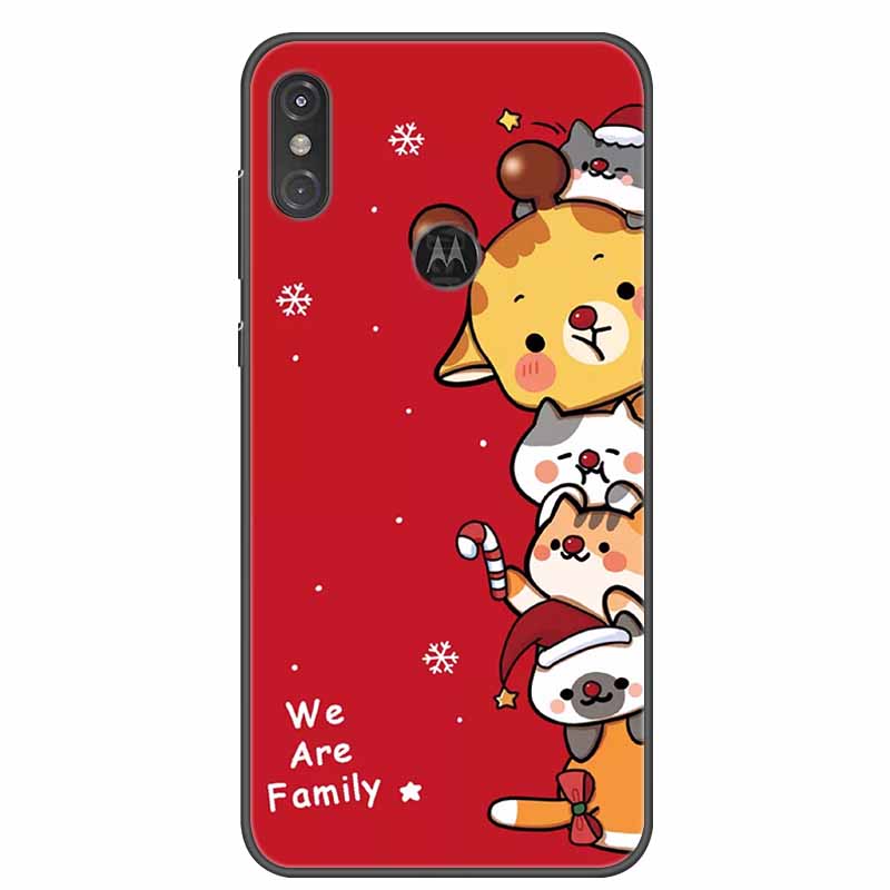 For Moto One Vision Case Luxury Silicone TPU Soft Cover Phone Case For Motorola Moto One Action Macro Shockproof Christmas Coque