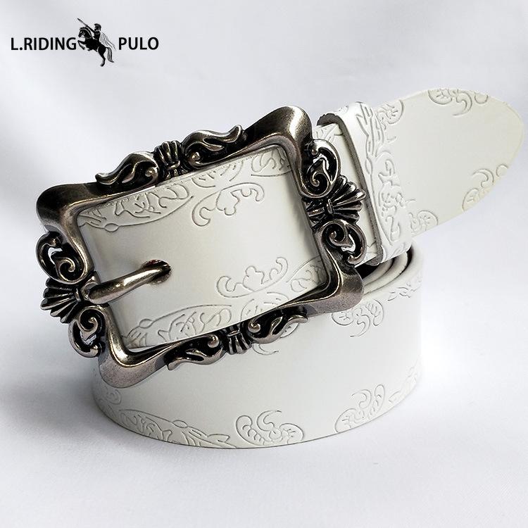 Cintura Intagliata, Cintura in Pelle, Cintura, Decorazione da Donna, Versione Coreana della Cintura per Pantaloni, Cintura Semplice da Donna con Fibbia ad Ardiglione