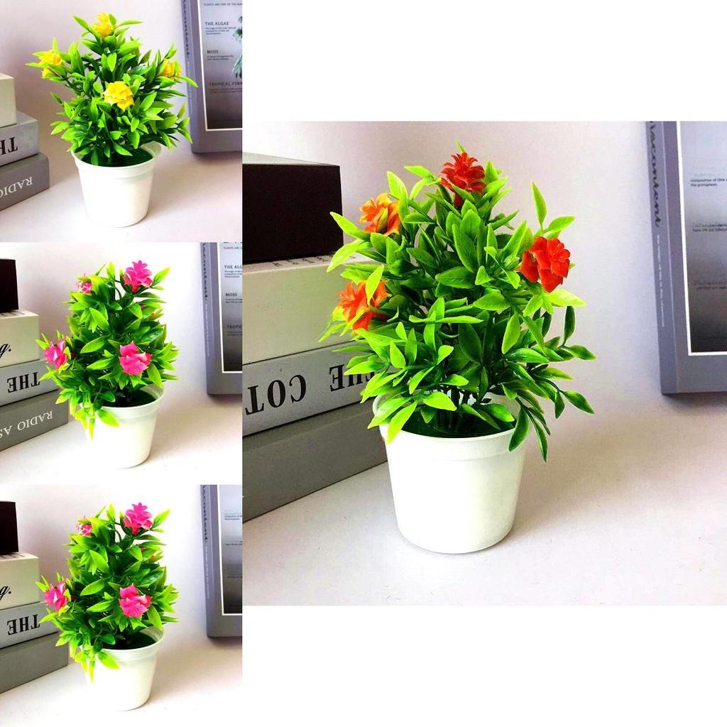 Artificial Rose Miniature Potted Plant With Plastic Construction For Home Decor And Gift