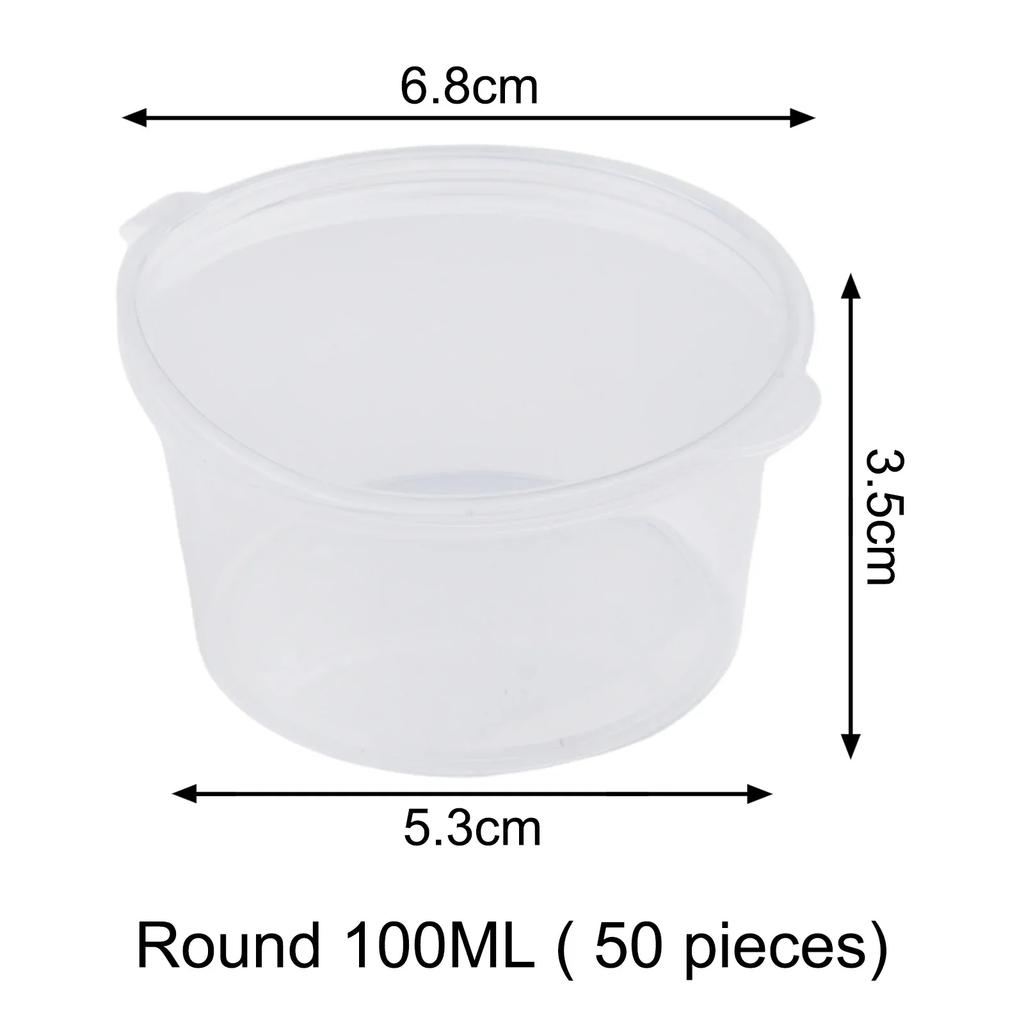 50PCS With Lids Kitchen Organizer Disposable Sauce Pot Food Small Sauce Container Boxes Plastic Clear Chutney Chili Sauce
