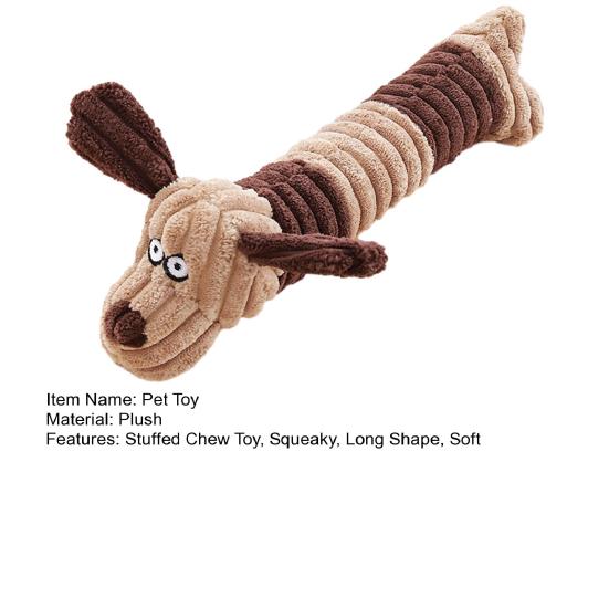 Plush Animal Dog Toy Interactive Squeaky Chew Toy Soft Stuffed Long Cow Elephant Tug-of-War Toy for Teething Boredom Relief