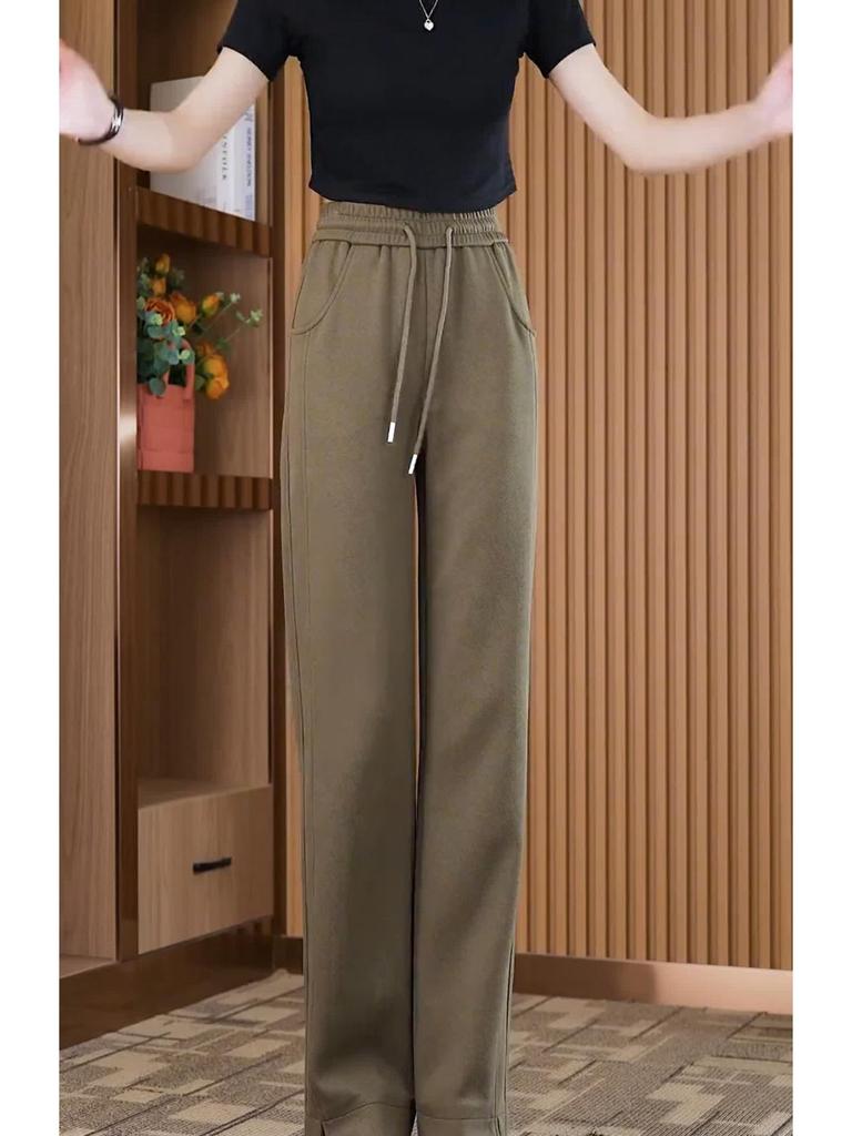 Specht Banane Damen High-Waist Schmal/Weitbein Herbsthose - Vielseitige, fließende Freizeit-Sweathose für Herbst/Winter