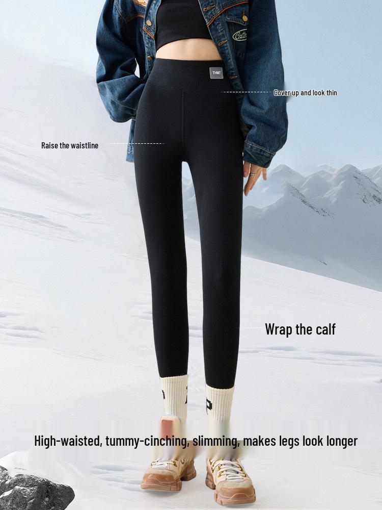 Women's Slimming Extra Thick Lambswool Cotton Pants - Warm Velvet, Non-Bulky, Perfect for Autumn and Winter.