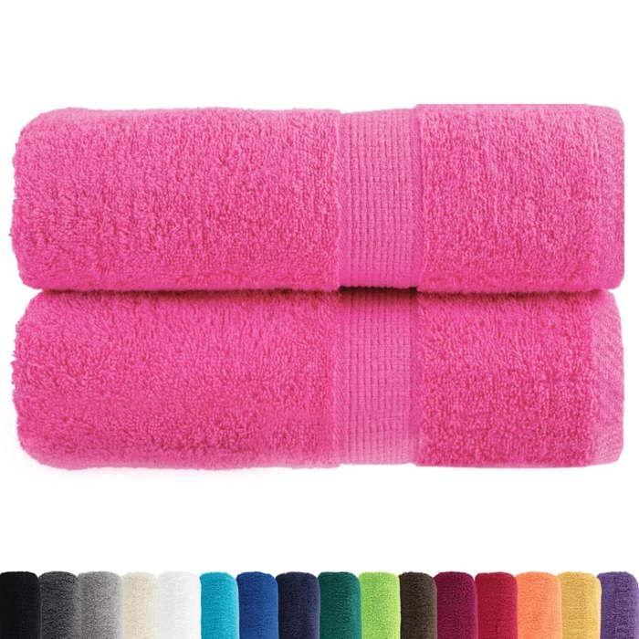 VidaXL Serviettes d'invité de Qualité Supérieure 2 pcs, Draps de Bain, Essuie-mains, Serviette de Visage Salle de Bain, Rose 137518
