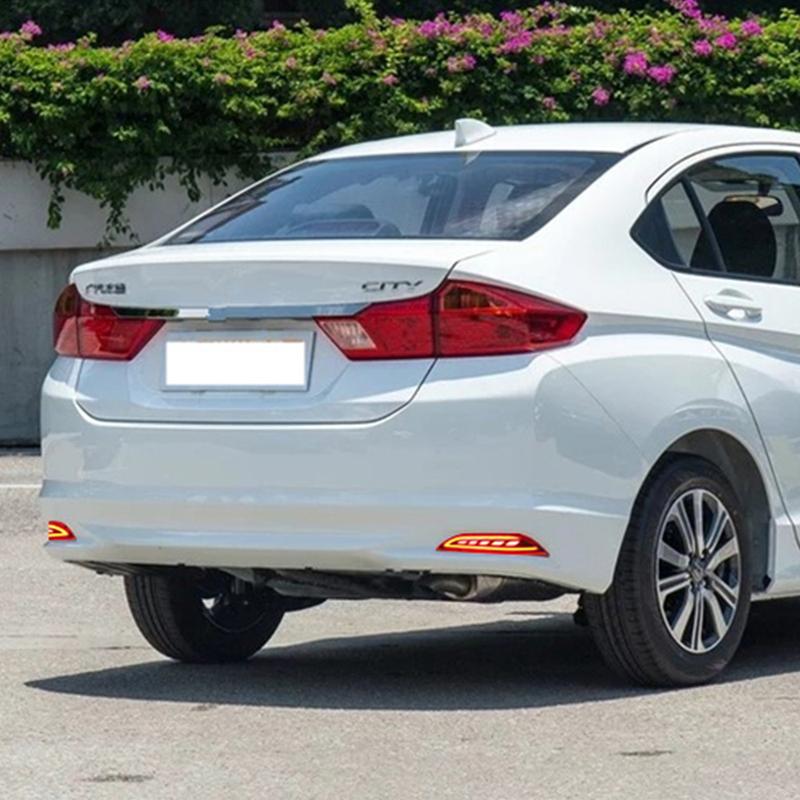 2Pcs LED rear bumper lights brake tail light reflector light rear lamp Brake warning Lamp For Honda City 2014 2015 2016
