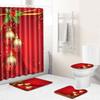 Christmas Toilet Seat Shower Curtain Four-Piece Printed Floor Mat Set Bathroom Floor Mat Bedroom Absorbent Door Mat Carpet