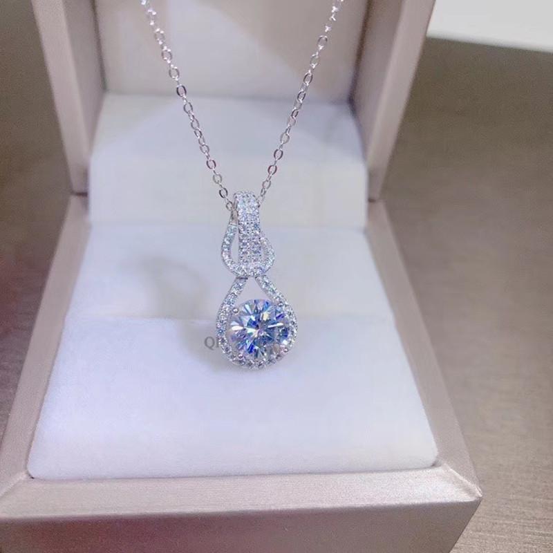 Buyee 925 Sterling Silver Female Wedding Pendant Chain White Zircon Necklace for Women Fashion Classic Party Fine Jewelry Chain