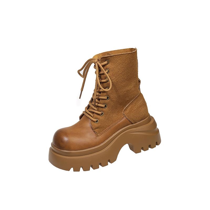 Thick-soled Martin boots women's new spring and autumn retro casual short locomotive boots versatile single boots