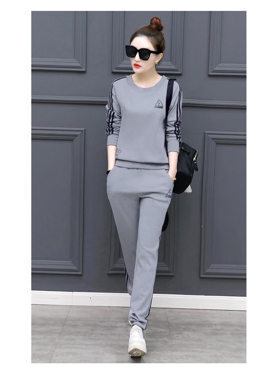 

2023 Осень Корейский Женский Длинный Рукав Брюки и Толстовка Повседневный Спортивный Комплект 3XL