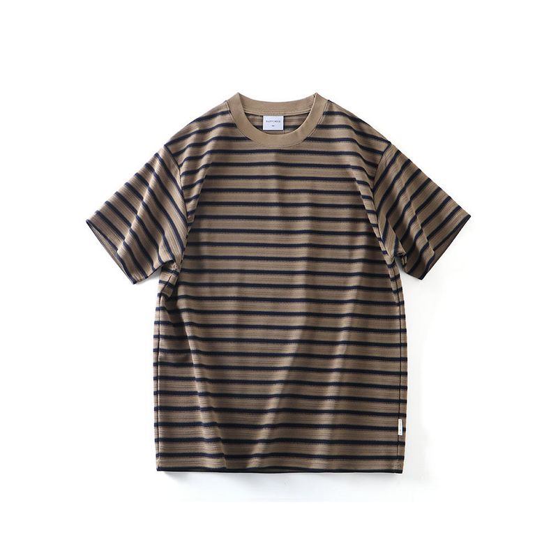 American-Style Striped Short-Sleeve T-Shirt for Men, Summer 2024 New Trendy Brand Base Shirt, Export Casual Tee