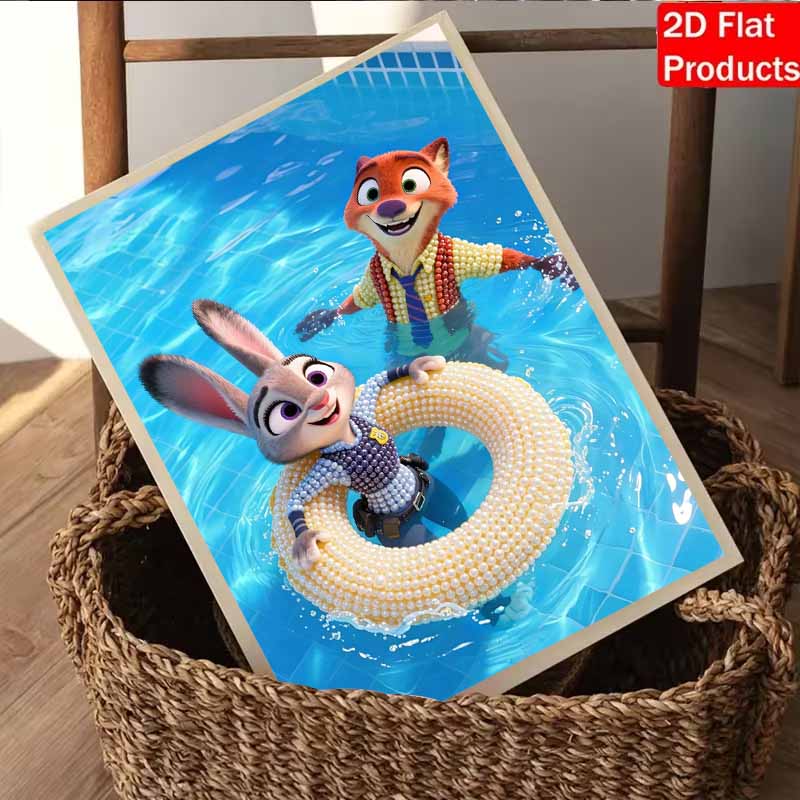 Disney Pearl Painting Judy and Nick Pool Play DIY Pearl Painting Gemstone Art Pearl Dot Painting Picture Crafts Adult Beginner Gifts Home Decor