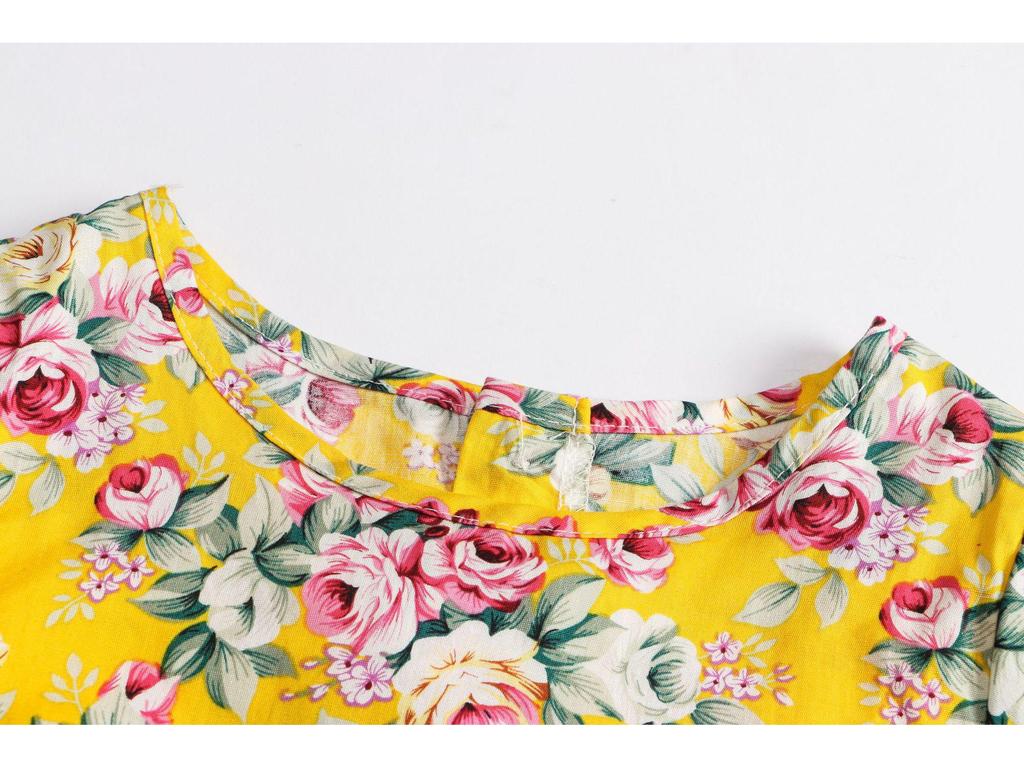 Mädchen Koreanischer Stil Langarm Baumwolle Blumenkleid für Frühling und Herbst