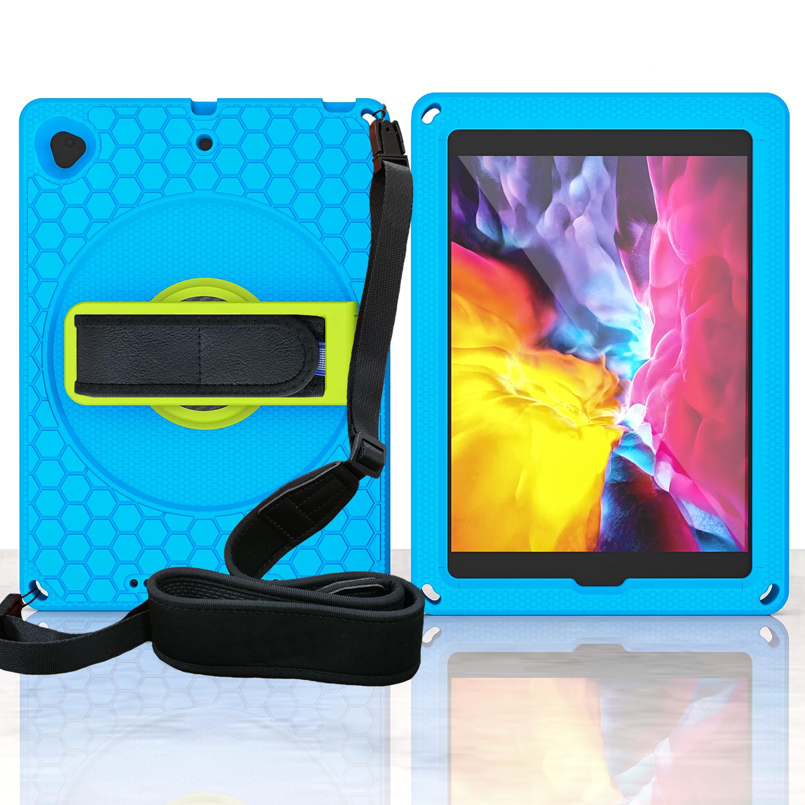 

EVA Case Universal For iPad 10.2 2019 2020 2021 7th 8th 9th Air 3 Pro 10.5 360 Rotatable Stand Cover With Hand Shoulder Strap iPad Air 3 10.5 2019 морская волна