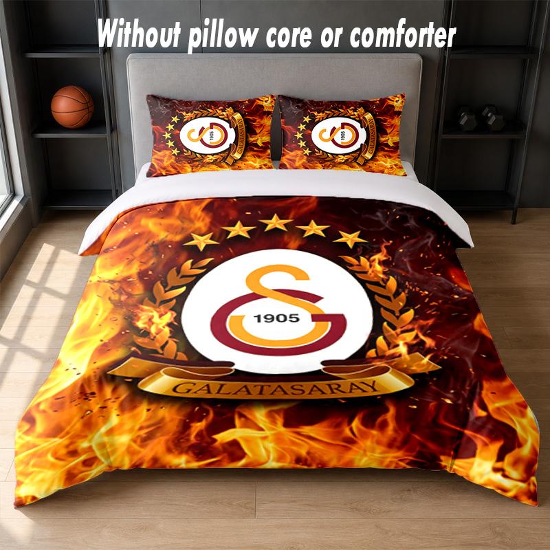 Set Biancheria da Letto Design Galatasaray FC 1 Copripiumino + 2 Federe Morbido Traspirante Biancheria da Letto per la Casa