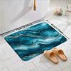 VIKAMA Teal Marble Effect Bathroom Mat Soft Comfort Non Slip Absorbent Modern Home Decorative Floor Mat Bath Rug Supplies