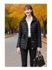 Women's Tie-Waist Hooded Down Jacket - Long Sleeve, Loose Fit, Lightweight, White Duck Down Outerwear 2025