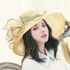 Summer Organza Lightweight And Breathable Flower Shaped Big Brimmed Hat For Women, Fashionable Wave Edge Face Protection Sun Hat