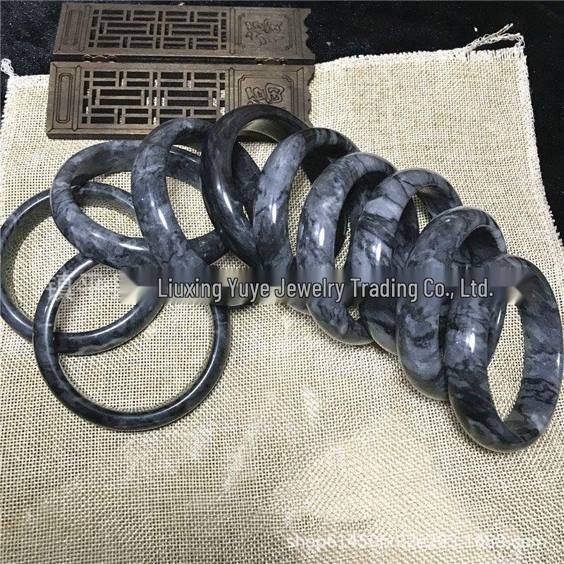 Natural Jadeite Guizhou Emerald Color Bracelet in Blue, Black, White, and Corn Yellow