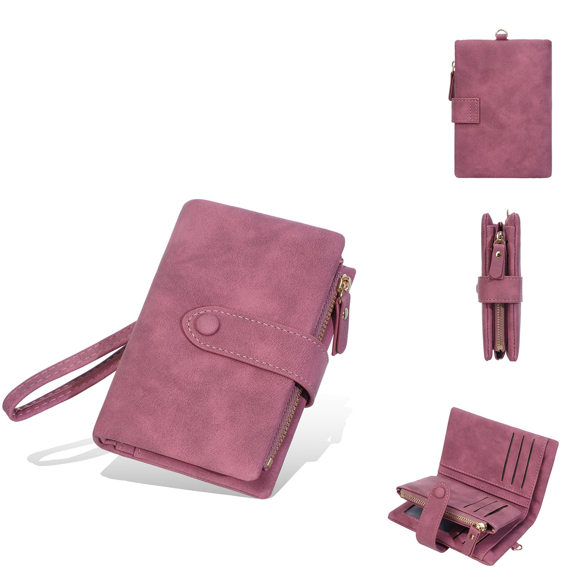 Women s short wallet matte pattern multi-card position snap button wallet multi-function fashion zipper change bag one size темно-красного 1480₽