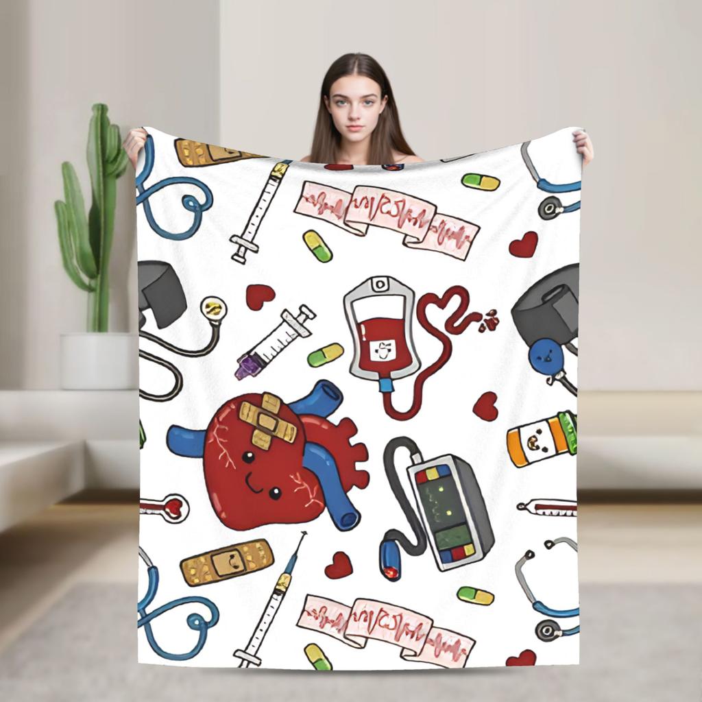Super Warm Blanket Travel Office Medical Nurse Doctor Throw Blanket Flannel Bedspread For Bedroom Novelty Sofa Bed Cover