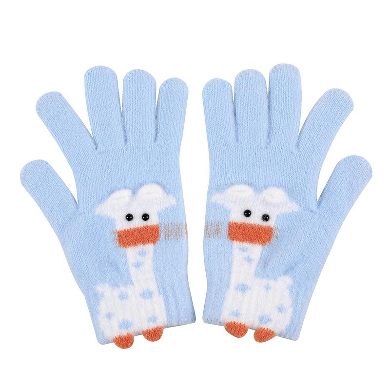Women's Winter Giraffe Touchscreen Plush Fleece-Lined Knitted Gloves