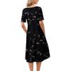 Women's Casual Fashion Round Neck Short Sleeve Floral Print Midi Dress