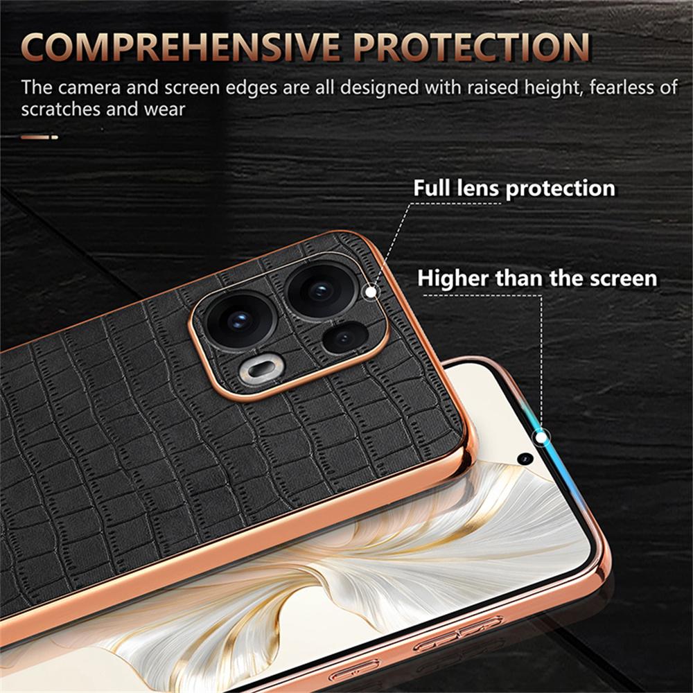 AZNS For Oppo Reno13 Pro 5G Case Electroplating Crocodile Texture PU + TPU Phone Cover