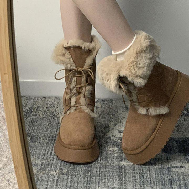 Northern warm brown thick-soled snow boots women's winter velvet and thicker 2025 new non-slip cotton shoes