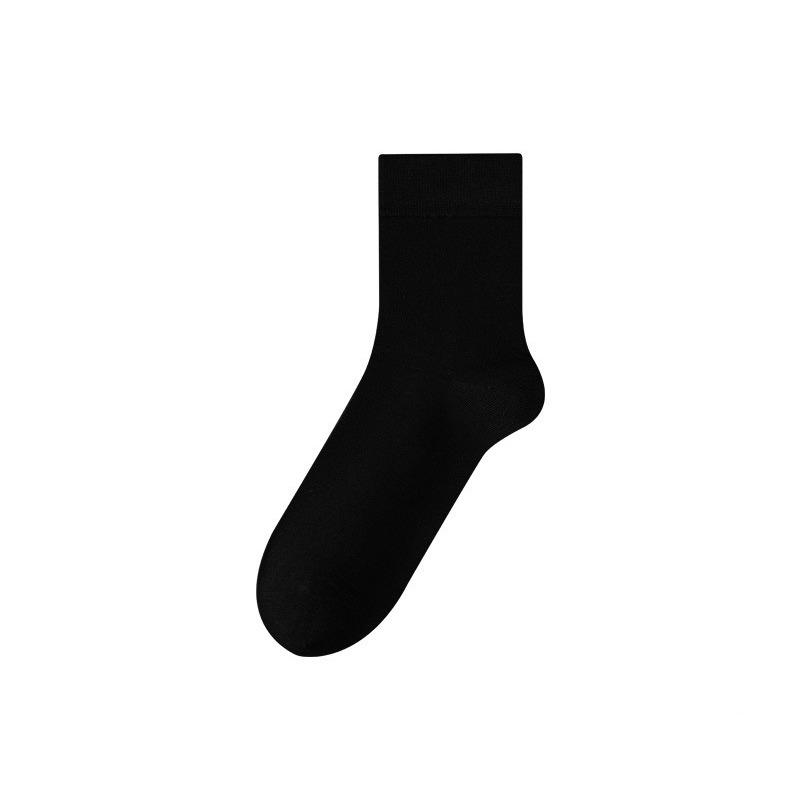 Autumn and Winter Men's Black Business Socks, Men's Socks, Pure Cotton Sweat-absorbing and Deodorizing Mid-calf Socks, Antibacterial Long Calf