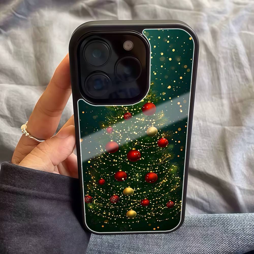 Christmas Tree Pattern Fashion Ins Phone Case For IPhone17 16 15 14 13 12 11 Pro Max Glossy HD Hard PC Cover