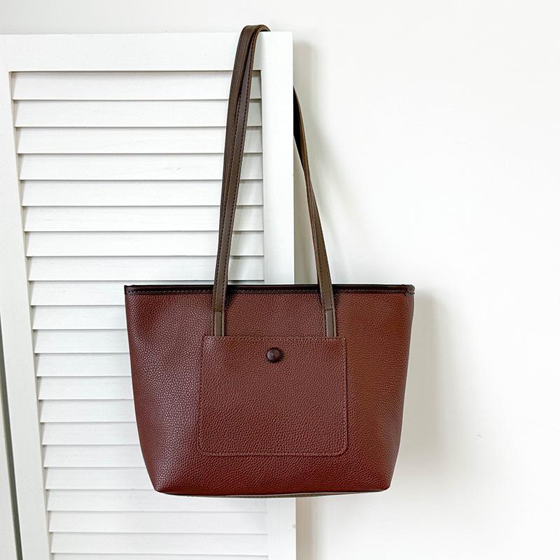 Large-capacity Bag Women's New Versatile Simple Shoulder Messenger Bag Textured College Student Commuting Tote Bag