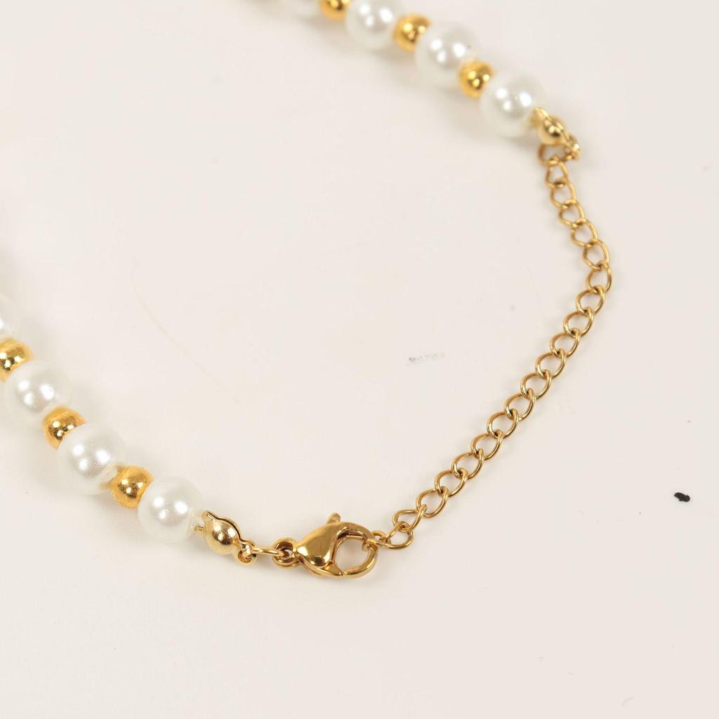 Niche Women's Titanium Steel Pearl Bracelet - Cross-Border, Fade-Resistant, Minimalist Design