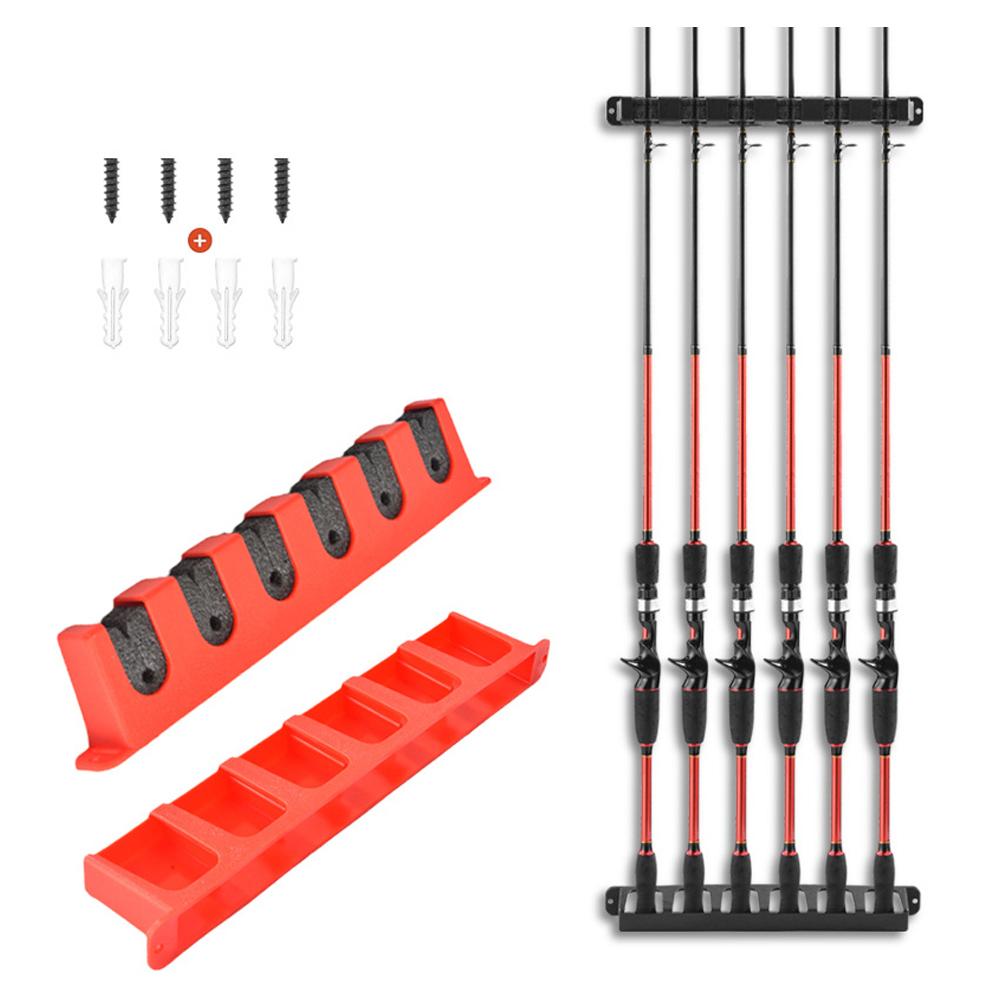 Horizontal / Vertical Wall Mounted 6-Rod Rack For Garage Fishing Pole Display Stand Fixed Frame Fishing Accessories