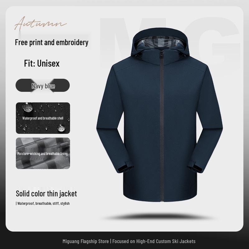 Men's Waterproof Windproof Mountaineering Jacket with Custom Logo Print - Durable Workwear for Companies and Groups