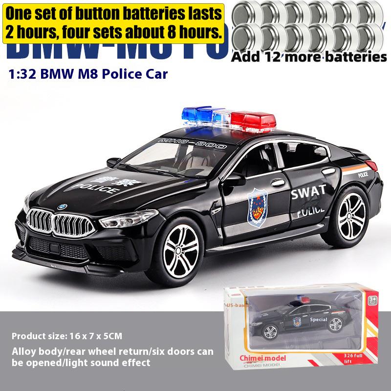 1:32 BMW M8 Police Alloy Car Diecast Model Children Vehicle Model Toy Display Collection Ornament Decoration Gift For Childrens
