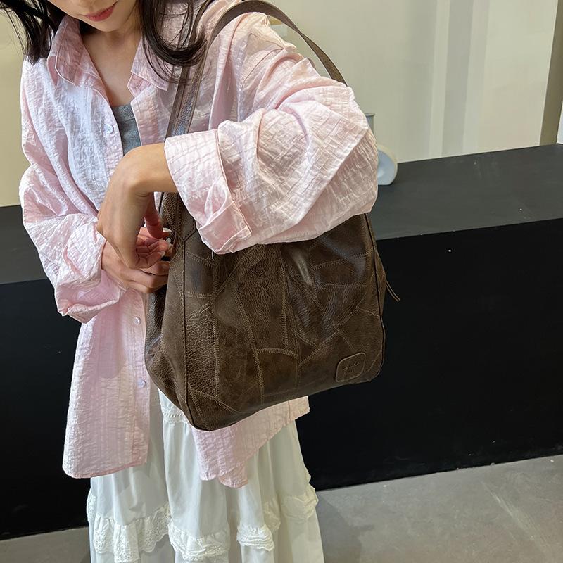 Bag Women's New Trendy Soft Leather Shoulder Bag Large Capacity Versatile Fashion Messenger Bag Korean Version Women's Portable Tote Bag