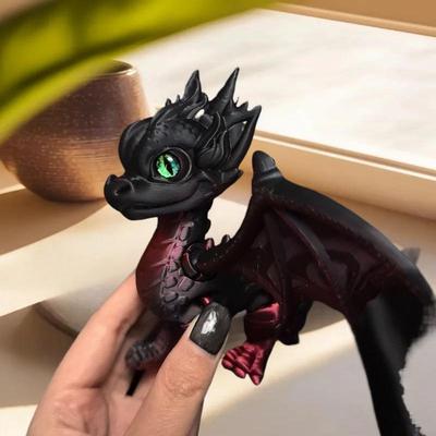 3D Printed Articulated Dragon Wings Tail Western Dragon Retracted Moved Ornament Model Figurine Gift