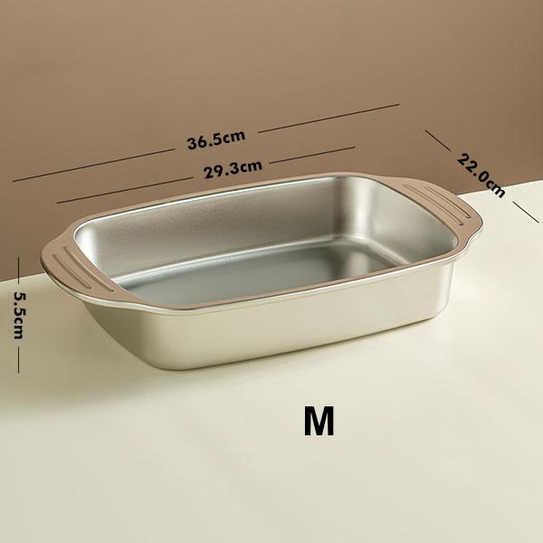 Stainless Steel Cooking Pan, Heavy-Duty Metal Food Serving Plate - Kitchenware