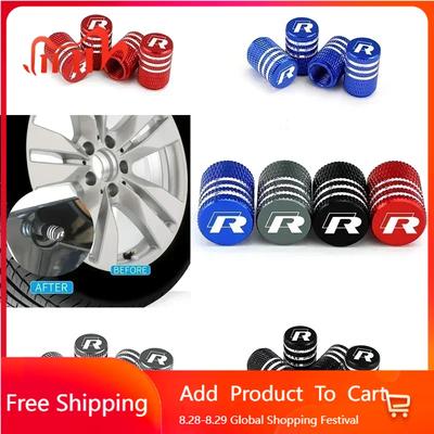 2026 Hot Sticker for Volkswagen 4Pcs Car Wheels Tire Valve Stem Cap Cover Rline R Golf 4 5 7 Jetta CC Tiguan Touran Passat B5 B7