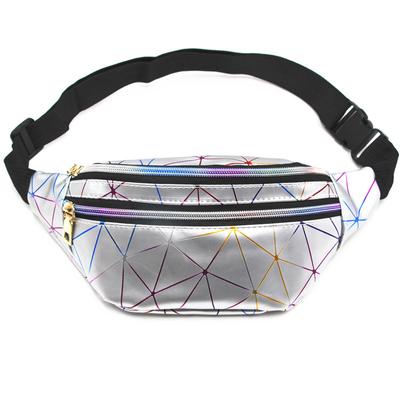 Men Women Waist Bag Diamond-shaped Colorful Laser Sports Multi-layer Outdoor PU Waist Bag Bright Leather Waist Bag Men's and Women's Chest Bag
