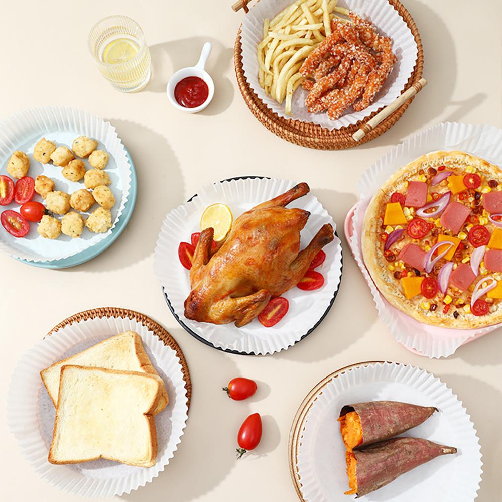 100pcs Air Fryer Disposable Paper Nonstick Airfryer Baking Papers 16cm Round Air-Fryer Paper Liners Paper Kitchen Accessories