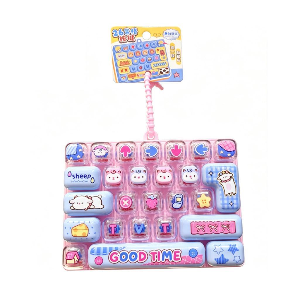 Cartoon Mechanical Keyboard Fidget Toy Pendant Stress Relief Clickable Keys Decompression Toy Backpack Keychain Hanging Ornament