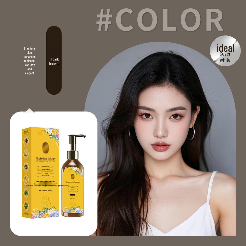 Single-Dose Floral Fragrance Hair Dye Cream - Plant-Based, Non-Staining, and Gray Coverage