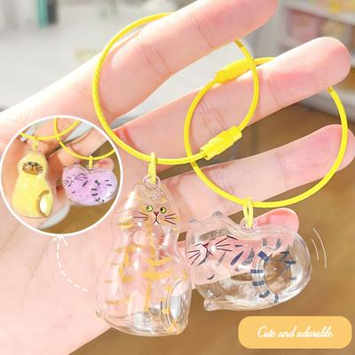 1/6Pcs Cat Style Memorial Keychain Pendant Transparent Cat Hair Storage Bottle Key Chain Pet Memorial Accessories