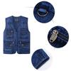 Men's Vest Outerwear Denim Waistcoat Deep Blue Color Sleeveless Jacket Multi-pocket Trucker Biker Jeans Jacket Waistcoat Gilet