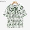 ZANZEA Womens Summer Loose Casual Short Sleeve Print Blouse