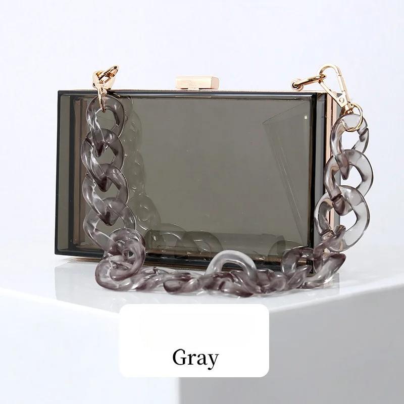 New Acrylic Transparent Box Bag for Women Fashion Shoulder Chain Crossbody Purse Luxury Evening Party Clutch Clear Mini Handbag