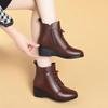 Mother Shoes Winter Women's Wedge-heeled Short Boots Plus Velvet Martin Boots Middle-aged and Elderly Boots Comfortable Cotton Shoes