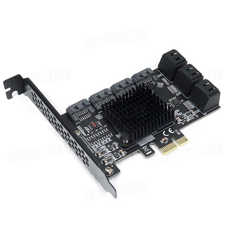 Chi a Mining Riser 10 Port PCIE SATA Card PCI Express SATA Controller PCIE to SATA 3 Expansion Card PCI E X1 SATA3 6Gbps ASM1166
