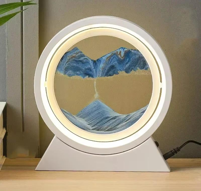 Sandscape Kinetic Sand Art Picture Quicksand Table Lamp Dynamic Liquid Hourglass Moving Sand Painting Flowing Sand Home Decor